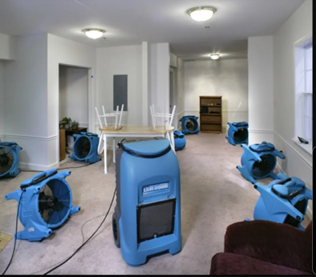 Air movers and dehumidifier setup for Water Extraction & Removal in Herkimer